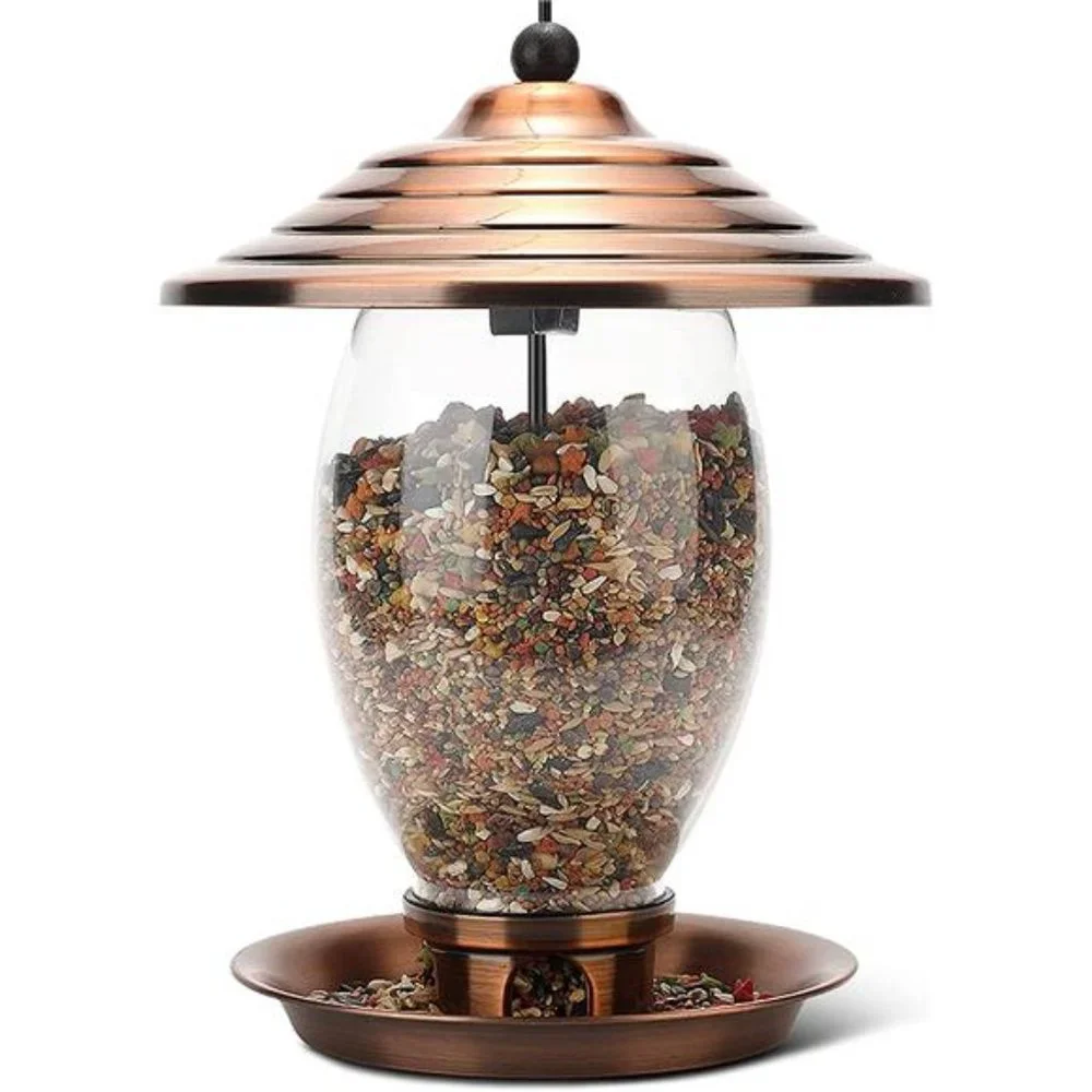 Bird Feeder, Wild Bird Feeders for Outside,Metal and Glass Bird Feeder